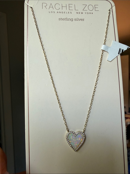 Rachel Zoe Jewelry - Rachel Zoe Sterling Silver Opal Heart Necklace - White Opal